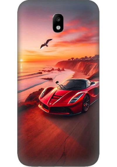 Samsung Galaxy J7 Pro Uyumlu Hızlı Kırmızı Desenli Silikon Kılıf