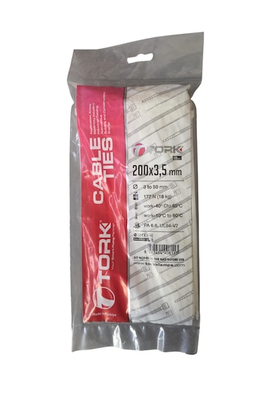 Tork 200x3,6 Mm Plastik Kablo Bağı Beyaz 100 Adet