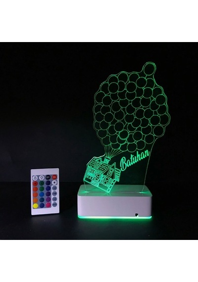 Kişiye Özel Uçan Ev Ve Balonlar Masaüstü 3D Led Lamba