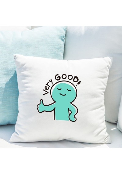 Very Good Yazılı Sevimli Karakter Tasarımlı Dekoratif Yastık Kılıfı Eğlenceli Baskı, İçi Boş Çok Renkli
