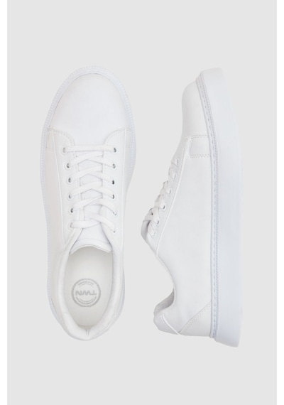 D's Damat 0EC09ORT0378 Beyaz Kalın Beyaz Tabanlı Bağcıklı Sneaker Ayakkabı Beyaz