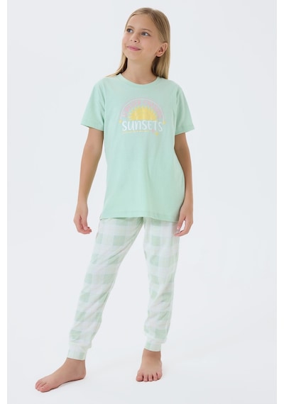 Arnetta Kız Çocuk Yeşil Pijama Takım Yeşil