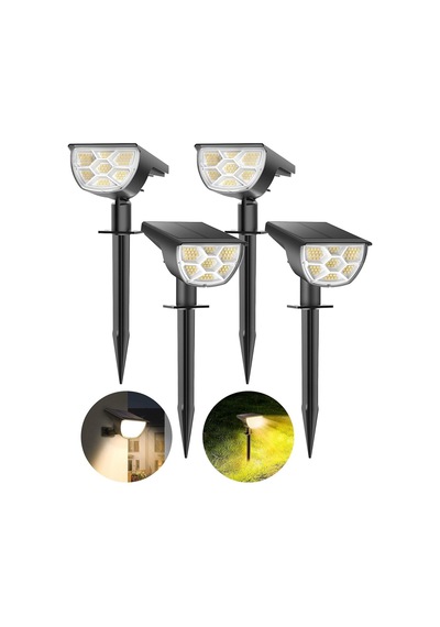 Sigrill Güneş Enerjili Spot Işıklar, Ip67 Su Geçirmez Bahçe Aydınlatması, 68 Led, 4 Parça, 3 Parlaklık Modu