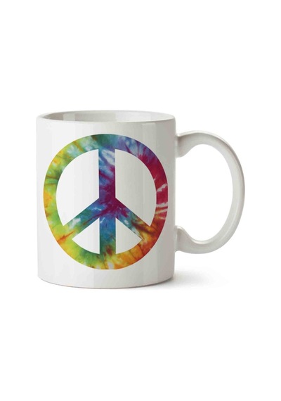 Peace Barış Sembolü 3 Porselen Kupa Bardak Beyaz