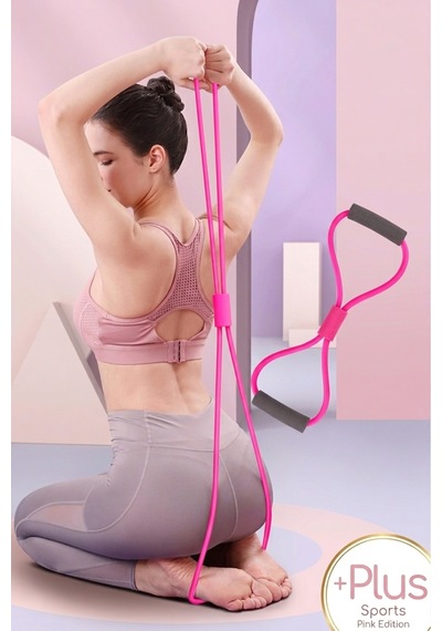 Pilates Direnç Lastiği İpi Vücut Şekillendirici Kelebek Direnç Güç Lastiği Pembe Pembe