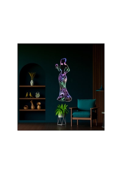 Led Işıklı Kadın Temalı Tablo Bloom Dekoratif Gece Lambası Çok Renkli - 737194800 Çok Renkli