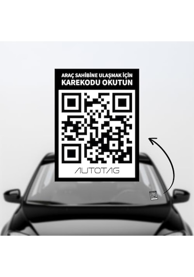 Autotag Qr Kodlu Akıllı Araç Etiketi - Karekod Numaratör - İçten Yapıştırmalı Cam Etiket Genel