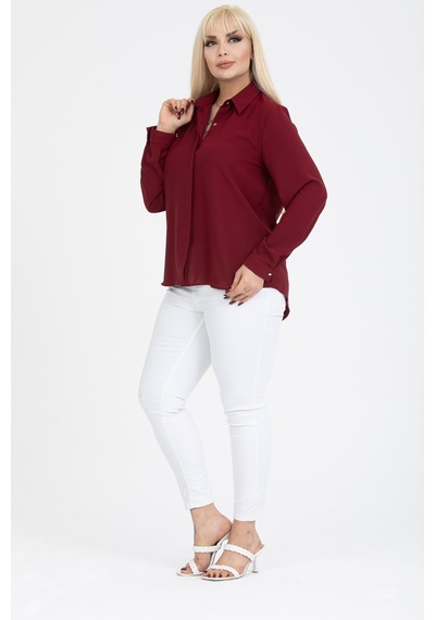 Pera Moda Jessica Büyük Beden Gömlek Bordo