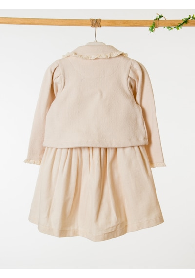 Xo Kids Kız Çocuk Elbise + Bolero 5-8 Yaş 52143 Bej