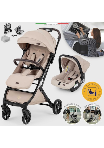 Elele Flight 2 Kabin Tipi Travel Sistem Bebek Arabası Bej