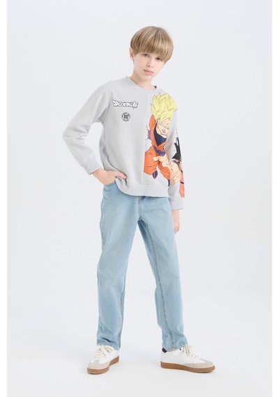 DeFacto Erkek Çocuk Dragon Ball New Bisiklet Yaka Sırt Baskılı Kalın Sweatshirt D6814A824WNGR297