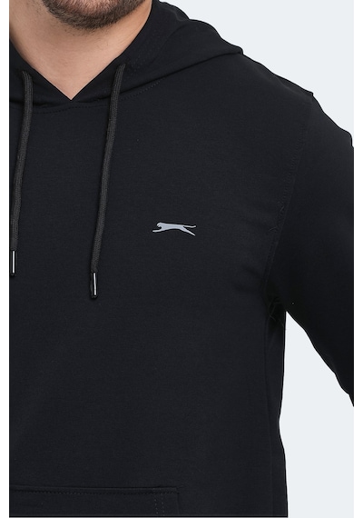 Slazenger Obra In Erkek Kapüşonlu Cepli Siyah Sweatshirt Siyah
