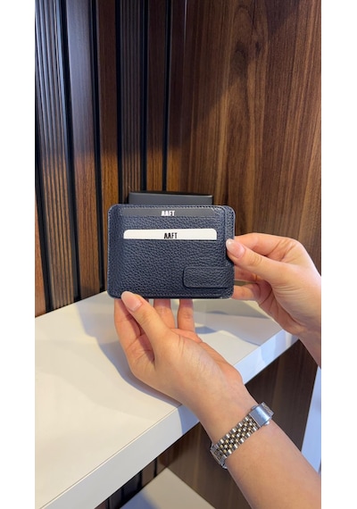 Mft Leather Hakiki Deri Mıknatıslı Kartlık Mona 1103 Lacivert
