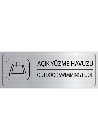 Mayeka Açık Yüzme Havuzu İsimlik Gümüş Metal Kapı İsimliği Levhası Yönlendirme Tabelası