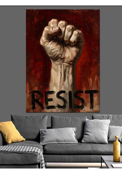 Resıst Yumruk Protesto Poster Dekoratif Kanvas - Mdf Ahşap Tablo