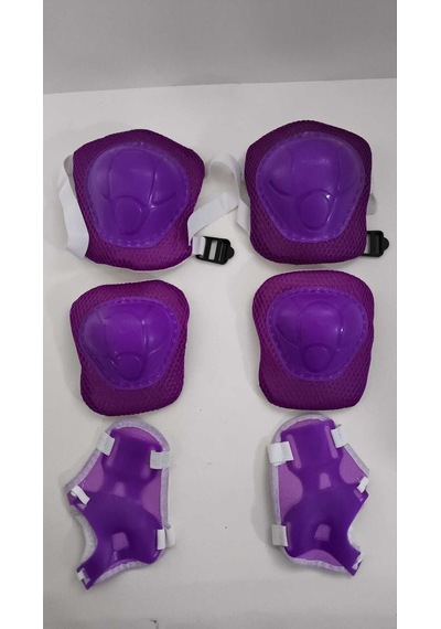 Çocuk Koruyucu Set Dizlik Dirseklik Bileklik 6 Parça Paten Scooter Bisiklet Kaykay Koruyucu Mor