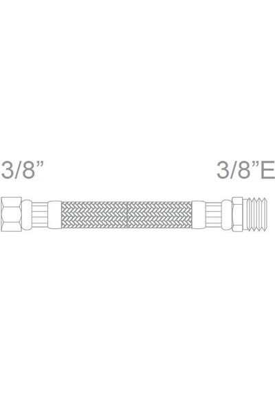 3/8"-3/8"e 20 Cm Paslanmaz Çelik Örgülü Flexible Bağlantı Hortumu 8x12 Dn8 -epdm