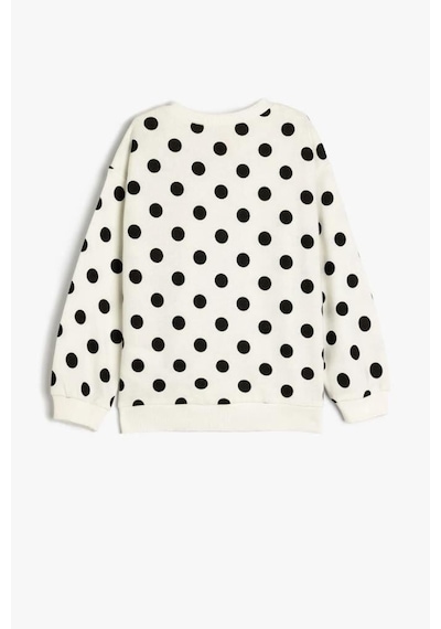 Koton Kız Bebek Baskılı Pamuklu Bisiklet Yaka Uzun Kollu Sweatshirt Ekru