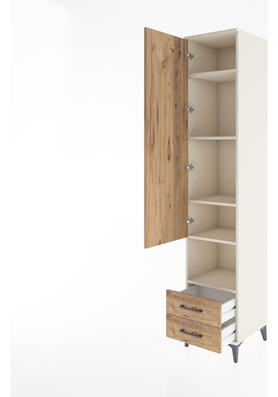 Hyperion Dolap 5 Raflı 2 Çekmeceli Tek Kapaklı 44x44x221 Aytaşı-çam Aytası