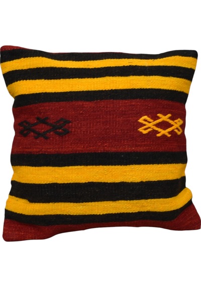 Zehra Abla Halı Yeni El Dokuma Dekoratif Kilim Kırlent Yastık Kılıfı 6818 Çok Renkli