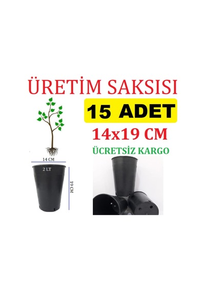 Üretim Saksısı 25 Adet 14x19 Cm 2 Lt Plastik Saksı Siyah Üretim Saksı Bitki Saksı