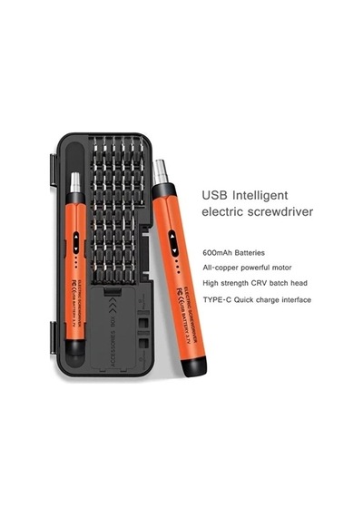 3.7v Şarjlı Mini Elektrikli Tornavida Seti 500mah Type-c Manyetik Hassas Uçlu Vida Seti 38 Parça 59152397