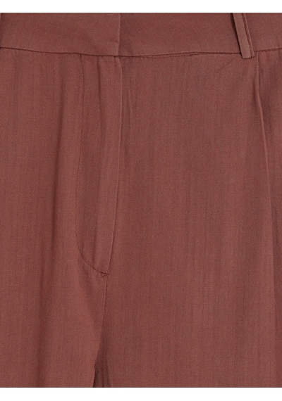 Lcw Comfort Kahverengi Geniş Paça Pileli Kadın Kumaş Pantolon
