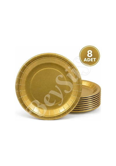 Parti Kağıt Tabak 8li Gold