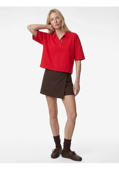 Koton Regular Fit Modal Kumaş Kısa Kollu Polo Yaka Tişört Kırmızı 6sak50239ek