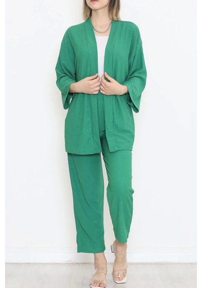 Kimono Takım Yeşil - 12176.1254. Çok Renkli