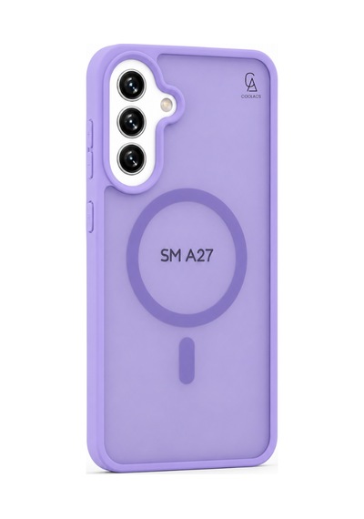 Samsung Galaxy A27 Ile Uyumlu Kılıf Magsafe Şarj Özellikli Mat Arka Yüzeyli Kapak Lila