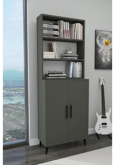 Zuesse Dizayn 2 Kapaklı 6 Raflı Kitaplık Salon Ofis Ders Çalışma Çocuk Odası Çok Amaçlı Dolap - Antrasit Zuesse Dizayn 2 Kapaklı 6 Raflı Kitaplık Salon Ofis Ders Çalışma Çocuk Odası Çok Amaçlı Dolap - Antrasit
