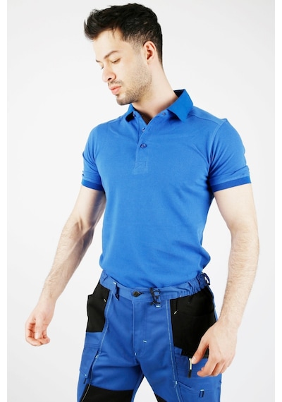 Uniprom Polo Yaka %100 Pamuk T Shirt Erkek Mavi Saks Mavi