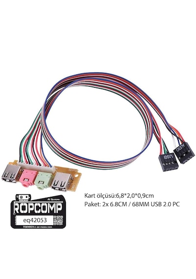 Pc Ön Panel 9 Pin Usb2 + 3.5mm Port Kulaklık + Mikrofon Kablosu