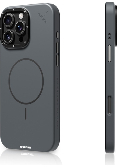 Apple iPhone 16 Pro Max Uyumlu Kılıf M-safe Şarj Özellikli Youngkit Dynamag Serisi Kapak Gri