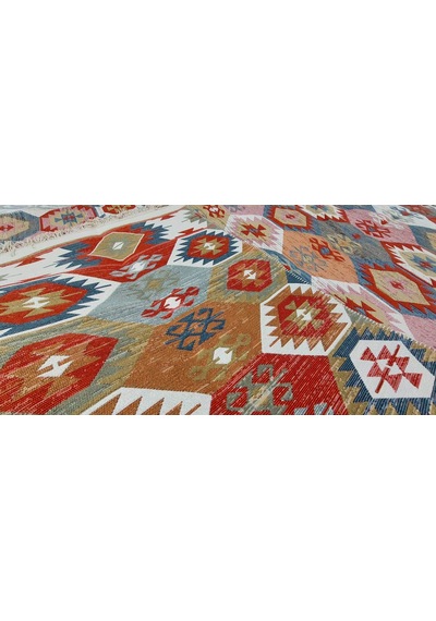 Algelsineve Elmas Desen Kilim El Dokuması Tadında Otantik Görünüm Çok Renkli