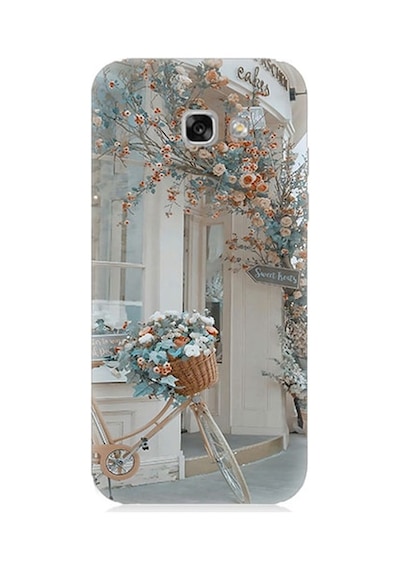 Samsung Galaxy A7 2017 Uyumlu Çiçekli Bisiklet Desenli Silikon Kılıf