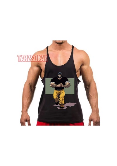 Tarzsokak Gym Tank Top Fitness Sporcu Atleti Gym53 Siyah