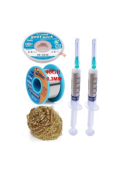 Mechanic /lehim Teli 40gr 0,3mm Lehim Toplama Cp-2515 Emme Teli 2,5mm Havya Ucu Temizleme Teli Set St05