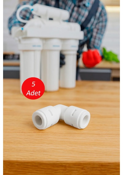 Su Arıtma Cihazı Hortum Birleştirme Dirseği 6 MM Hortum Quick - 5 Adet