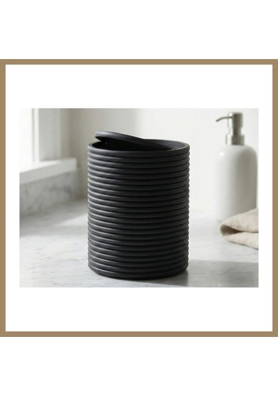 Bezos 3d Baskı Mini Yivli Çöp Kutusu Sallanır Kapaklı Masaüstü Banyo Makyaj Masası Kovası 12x9 Cm Antrasit 22