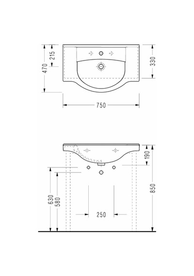 Serel Tezgahüstü Etajerli Lavabo 47x75 Cm - 1843tds110h Diğer