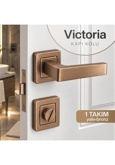 Alm Victoria 1 Takım Bronz Wc Lavabo Rozetli Kapı Kolu Çifr Yön Uygun Banyo Lavabo Kapı Kolu Genel