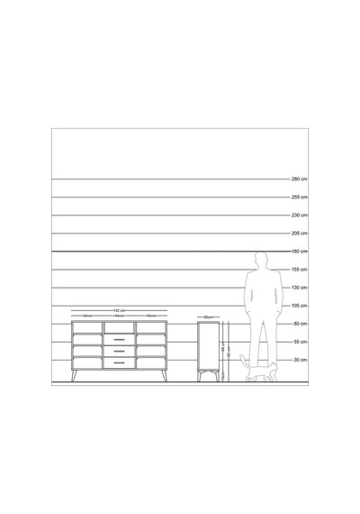 Arges Konsol 7 Raflı 3 Çekmeceli 132x30x83 Çam-çam/antrasit Çam/antrasit