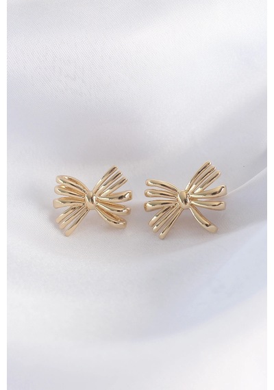 Pirinç Gold Renk Fiyonk Küpe 11024558
