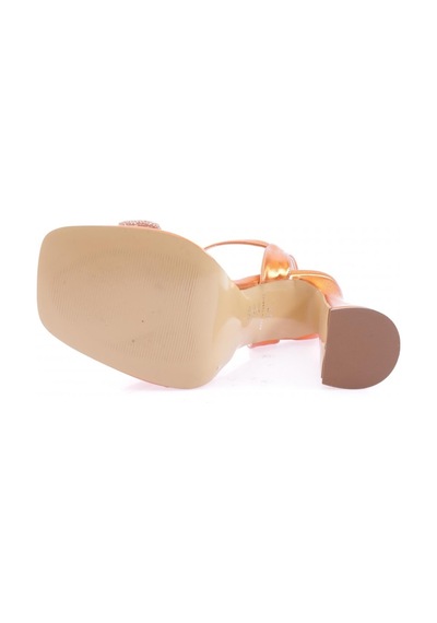 Dgn 3588-23y Kadin Kristal Taşli Bantli Kalin Topuklu Sandalet 3588-2271-R13774 Turuncu