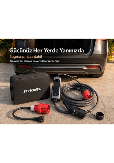 Schoner 22 Kw Trifaz - Monofaz Taşınabilir Elektrikli Araç Şarj Cihazı