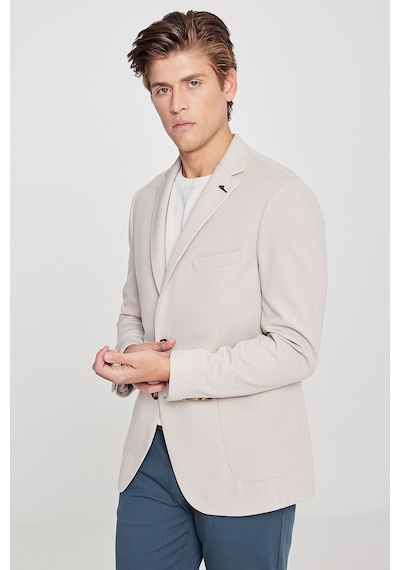 AC&Co / Altınyıldız Classics Erkek Bej Slim Fit Dar Kesim Mono Yaka Casual Ceket