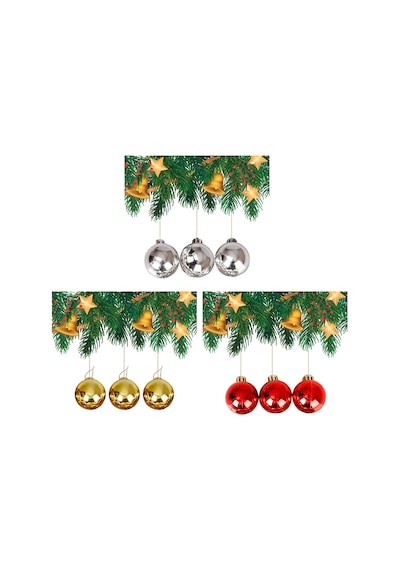 Yılbaşı Çam Ağacı Süsü Kırmzı - Gold - Gümüş 4 Cm 18'li