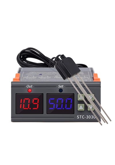 Yate10 Stc-3030 220v 10a Çift Problu Toprak Nem Kontrol Cihazı 0-100 Rh